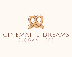 Brown Pretzel Line Art logo design