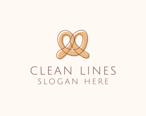 Brown Pretzel Line Art logo design