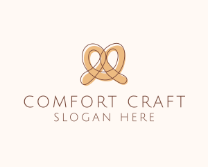 Brown Pretzel Line Art logo design