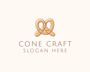 Brown Pretzel Line Art logo design