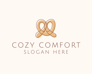 Brown Pretzel Line Art logo design