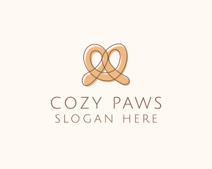 Brown Pretzel Line Art logo design