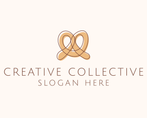 Brown Pretzel Line Art logo design