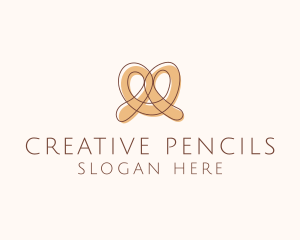 Brown Pretzel Line Art logo design