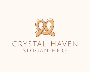 Brown Pretzel Line Art logo design