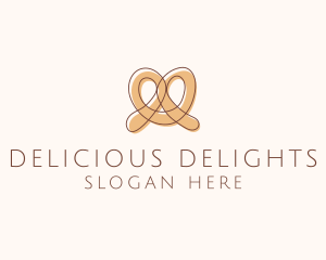 Brown Pretzel Line Art logo design