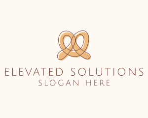 Brown Pretzel Line Art logo design