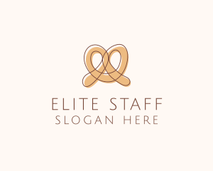 Brown Pretzel Line Art logo design