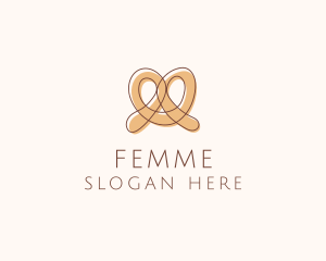 Brown Pretzel Line Art logo design