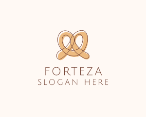 Brown Pretzel Line Art logo design