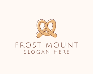 Brown Pretzel Line Art logo design