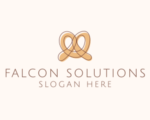 Brown Pretzel Line Art logo design