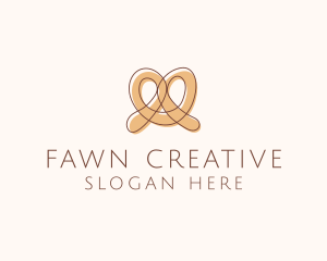 Brown Pretzel Line Art logo design