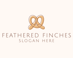 Brown Pretzel Line Art logo design