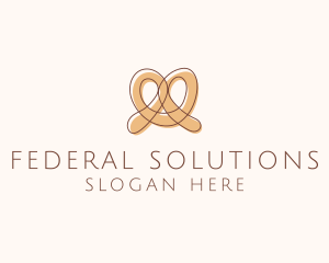 Brown Pretzel Line Art logo design