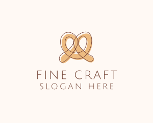 Brown Pretzel Line Art logo design