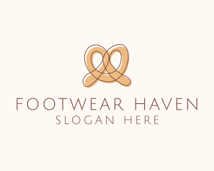 Brown Pretzel Line Art logo design