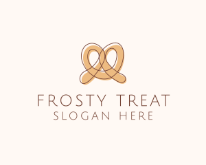 Brown Pretzel Line Art logo design