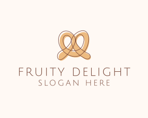 Brown Pretzel Line Art logo design