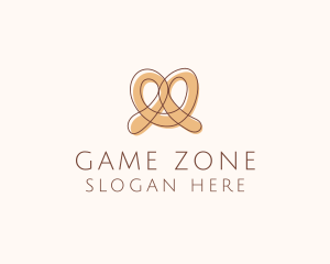 Brown Pretzel Line Art logo design