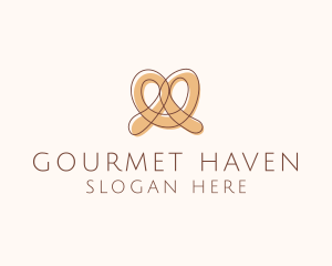 Brown Pretzel Line Art logo design