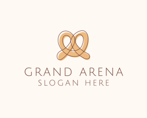 Brown Pretzel Line Art logo design