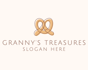 Brown Pretzel Line Art logo design