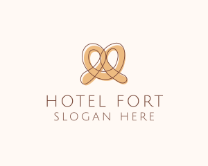 Brown Pretzel Line Art logo design