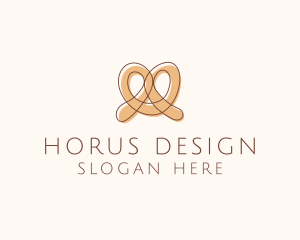 Brown Pretzel Line Art logo design