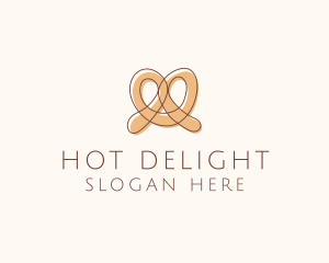 Brown Pretzel Line Art logo design