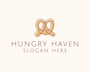 Brown Pretzel Line Art logo design