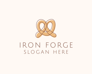 Brown Pretzel Line Art logo design