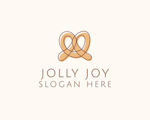 Brown Pretzel Line Art logo design