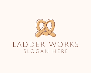 Brown Pretzel Line Art logo design