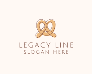 Brown Pretzel Line Art logo design