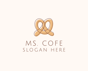 Brown Pretzel Line Art logo design