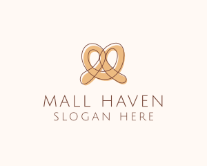 Brown Pretzel Line Art logo design