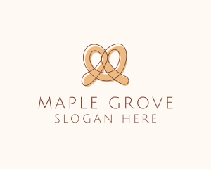 Brown Pretzel Line Art logo design