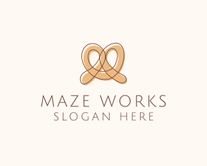 Brown Pretzel Line Art logo design