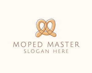 Brown Pretzel Line Art logo design