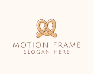 Brown Pretzel Line Art logo design