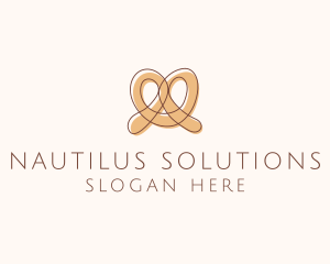 Brown Pretzel Line Art logo design