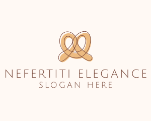 Brown Pretzel Line Art logo design