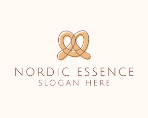 Brown Pretzel Line Art logo design