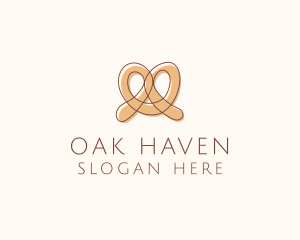 Brown Pretzel Line Art logo design