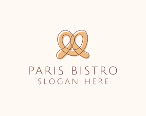 Brown Pretzel Line Art logo design