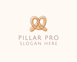 Brown Pretzel Line Art logo design