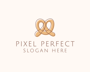 Brown Pretzel Line Art logo design