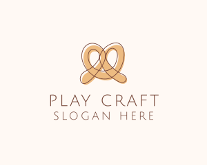 Brown Pretzel Line Art logo design