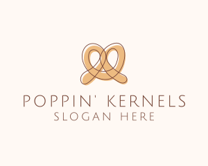 Brown Pretzel Line Art logo design